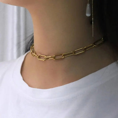 14K Gold Plated Dainty Layering Necklaces for Women | Paperclip Layered Chains - JettsJewelers
