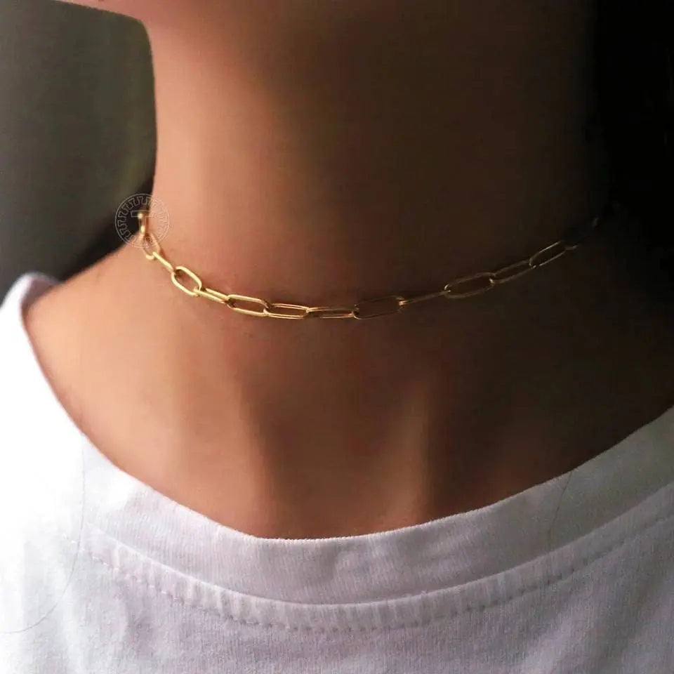 14K Gold Plated Dainty Layering Necklaces for Women | Paperclip Layered Chains - JettsJewelers