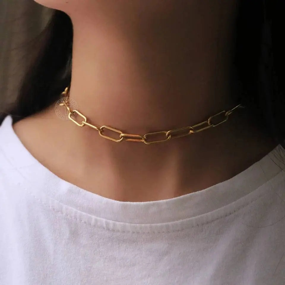 14K Gold Plated Dainty Layering Necklaces for Women | Paperclip Layered Chains - JettsJewelers