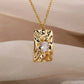 14K Gold Plated Irregular Rectangular Zircon Necklace Vintage Stainless Steel Geometric Clavicle Necklace Silver - JettsJewelers