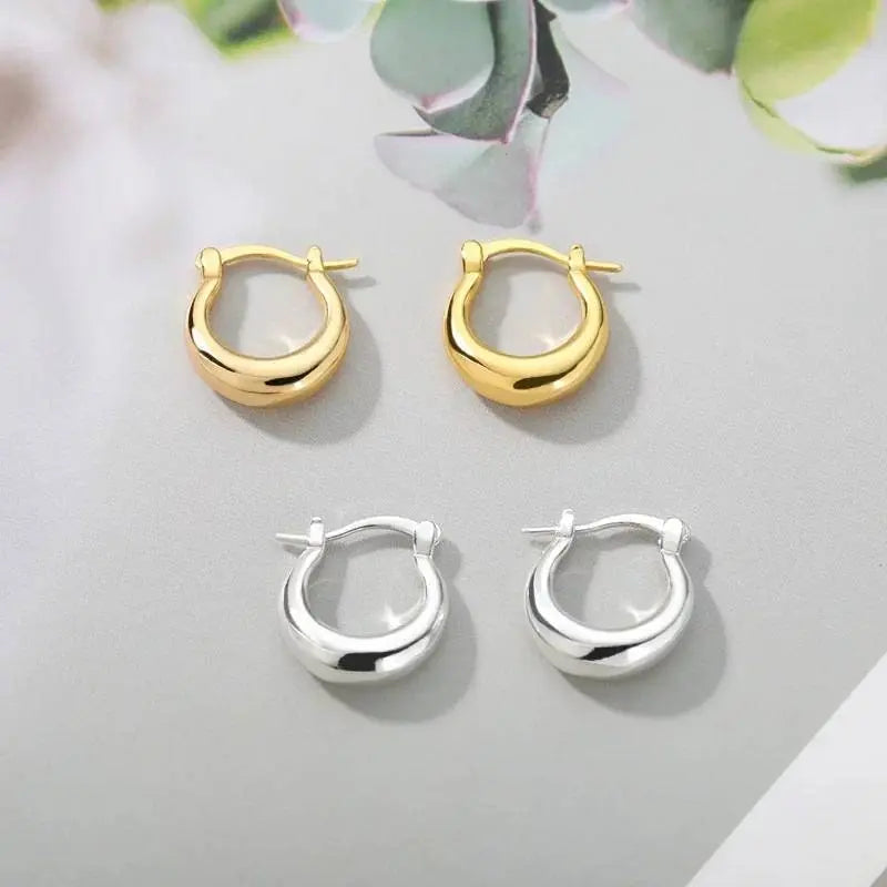 14K Gold Vintage Circle Hoop Earrings For Women Minimalist Stainless - JettsJewelers
