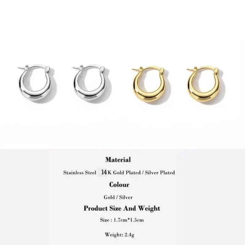 14K Gold Vintage Circle Hoop Earrings For Women Minimalist Stainless - JettsJewelers