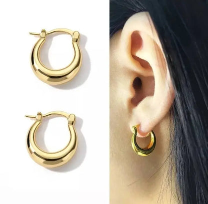 14K Gold Vintage Circle Hoop Earrings For Women Minimalist Stainless - JettsJewelers