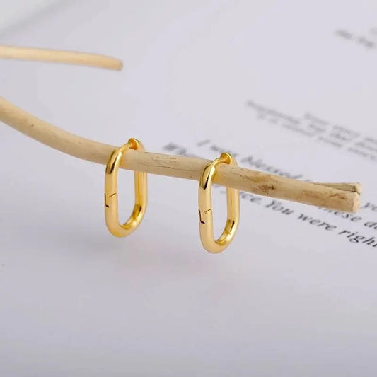 14K Gold Vintage Oval Hoop Earrings For Women Minimalist Stainless - JettsJewelers