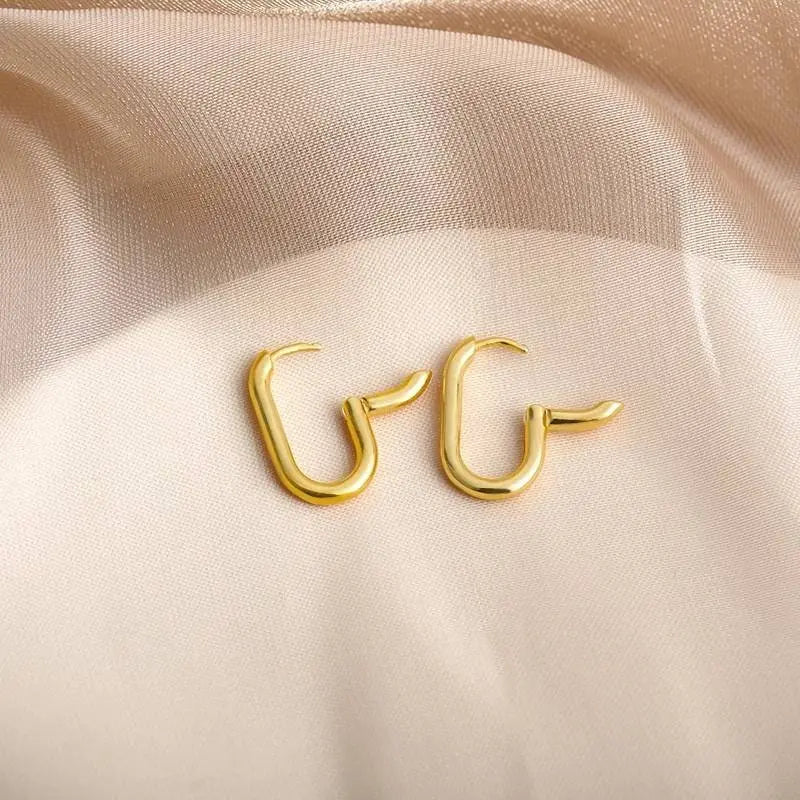 14K Gold Vintage Oval Hoop Earrings For Women Minimalist Stainless - JettsJewelers