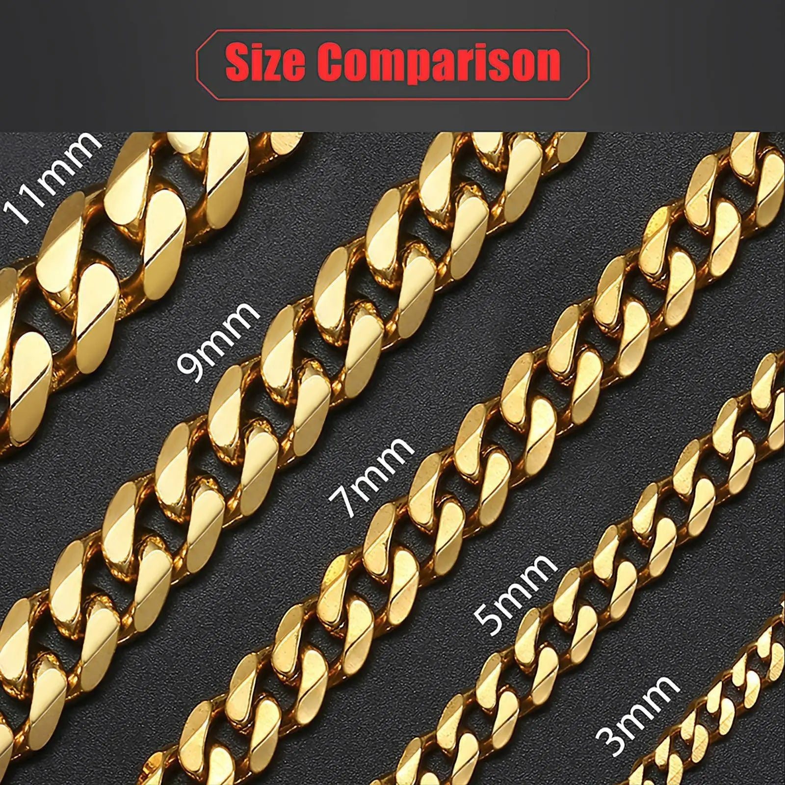 14k Gold Cuban Link Necklace, 3mm/5mm/7mm/9mm/11mm Mens Gift, Gift for Dad, Wife Husband, Stainless Steel Necklace, Gold Necklace JettsJewelers