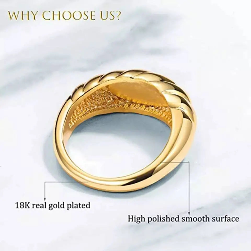 14k Gold Plated Chunky Croissant Dome Rings | Gold Rings for Women - JettsJewelers