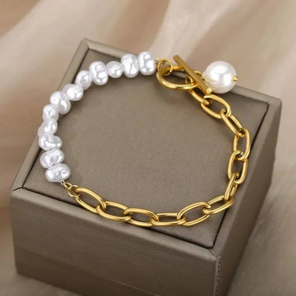 14k Gold Plated Imitation Pearls Bracelets Bracelet Jewelry Gift for Women and Girls - JettsJewelers