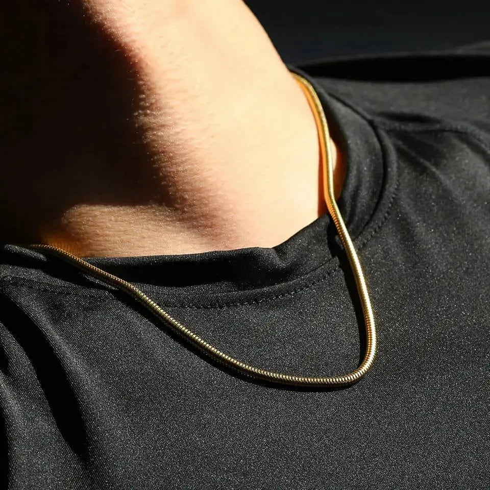 14k Gold Snake Necklace, 1mm/2mm/3.2mm/4mm Mens Gift, Gift for Dad, Wife Husband, Stainless Steel Necklace , Silver, Gold Snake Necklace JettsJewelers