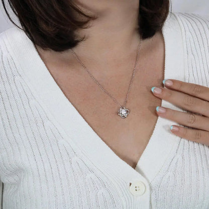 14k white gold, 18k yellow gold CZ Love Knot Necklace JettsJewelers
