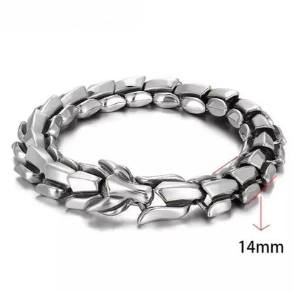 14mm Viking Serpent Dragon Ouroboros Jewelry Stainless Steel Head Bracelet Men Mouth Punk Bracelet Motorcycle Jewelry JettsJewelers