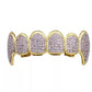 18K Fang Gold Plated Iced Out Simulated 6 Top and Bottom Diamond Grills for Your Teeth - JettsJewelers