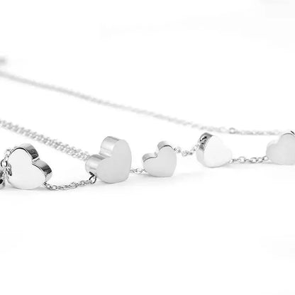 18K Gold 3 Sisters Teeny Tiny Heart Pendant Necklace for Women 3 Hearts Stainless Steel Chain Gold Plated JettsJewelers