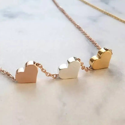 18K Gold 3 Sisters Teeny Tiny Heart Pendant Necklace for Women 3 Hearts Stainless Steel Gold Plated JettsJewelers