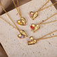18K Gold Colorful Gem Zircon Inlaid Heart Pendant Necklace for Women Stainless Steel Gold Plated JettsJewelers