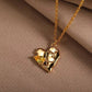 18K Gold Colorful Gem Zircon Inlaid Heart Pendant Necklace for Women Stainless Steel Gold Plated JettsJewelers