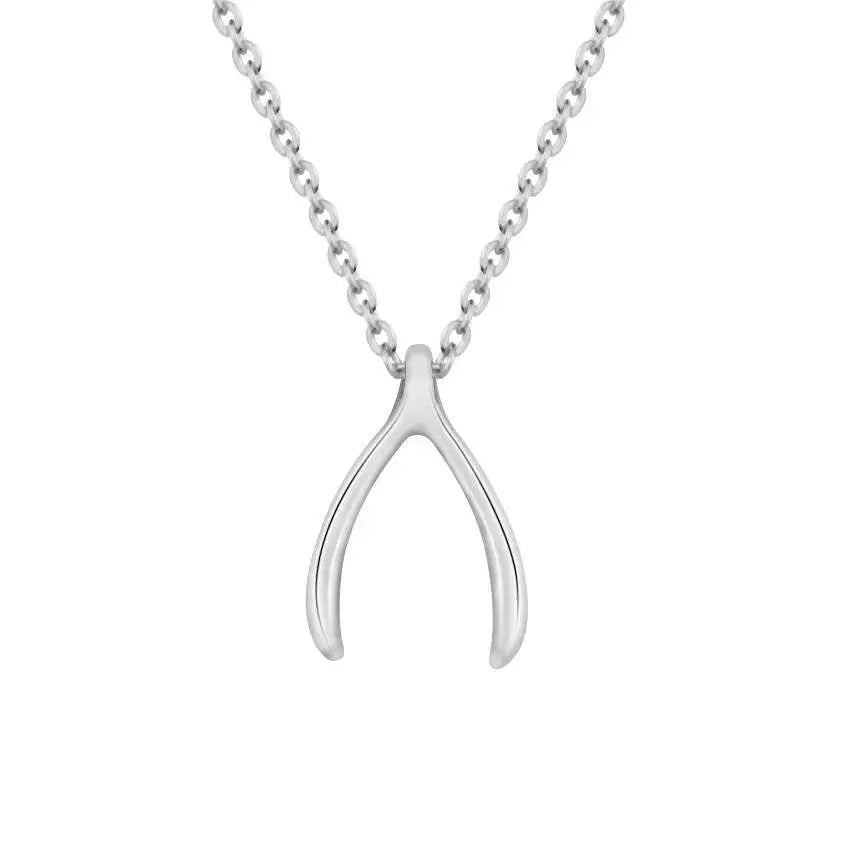 18K Gold Dainty Wishbone Pendant Necklace for Women Stainless Steel Gold Plated Good Luck Charm JettsJewelers