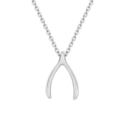18K Gold Dainty Wishbone Pendant Necklace for Women Stainless Steel Gold Plated Good Luck Charm JettsJewelers