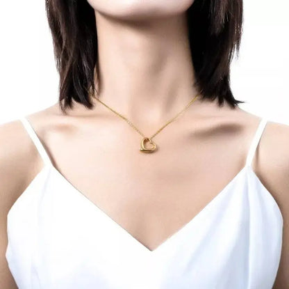 18K Gold Hollow Heart Shape Pendant Necklace for Women Stainless Steel Gold Plated JettsJewelers