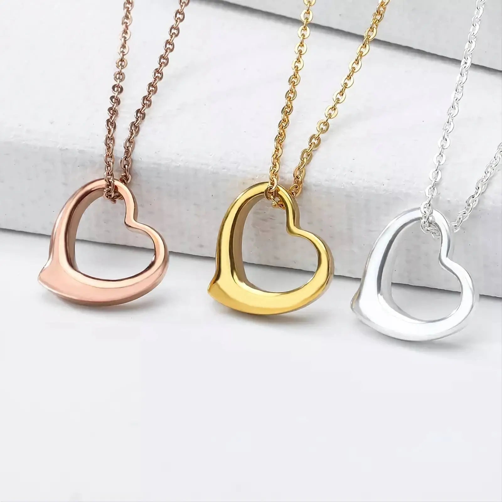 18K Gold Hollow Heart Shape Pendant Necklace for Women Stainless Steel Gold Plated JettsJewelers