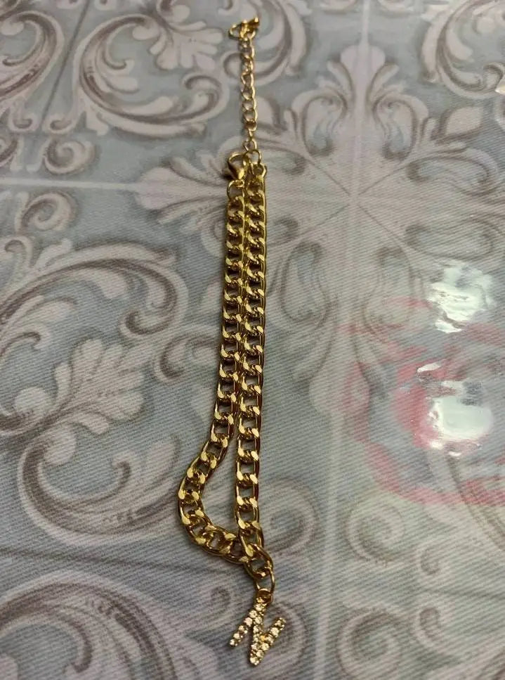 18K Gold Initial Curby Anklet, Custom Ankle Bracelet, A - Z Crystal Cubic Zirconia Letter Anklet, Gold Chain, Anklebone Beauty, Personalized JettsJewelers