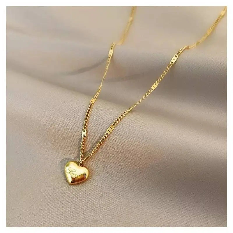 18K Gold Love Heart Pendant Necklace for Women Stainless Steel Gold Plated JettsJewelers