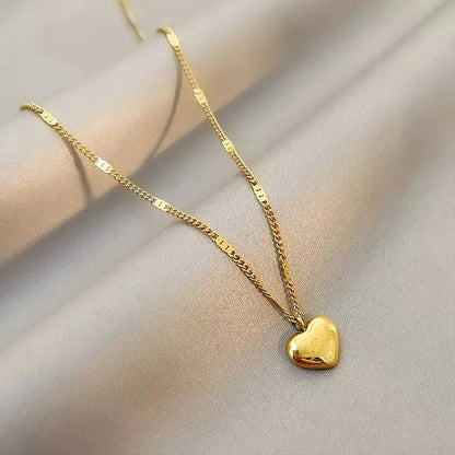 18K Gold Love Heart Pendant Necklace for Women Stainless Steel Gold Plated JettsJewelers