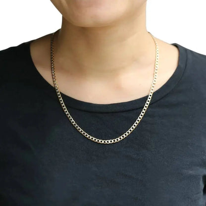 18K Gold Over Solid 925 Sterling Silver Two Tone Diamond Cut Cuban Chain-4mm For Men and Women - JettsJewelers