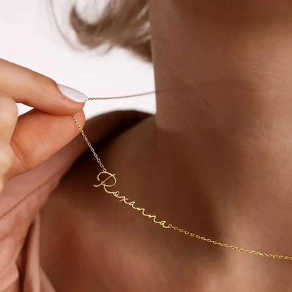 18K Gold Personalized Name Pendant Necklace for Women Stainless Steel Gold Plated Necklace JettsJewelers