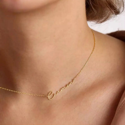 18K Gold Personalized Name Pendant Necklace for Women Stainless Steel Gold Plated Necklace JettsJewelers