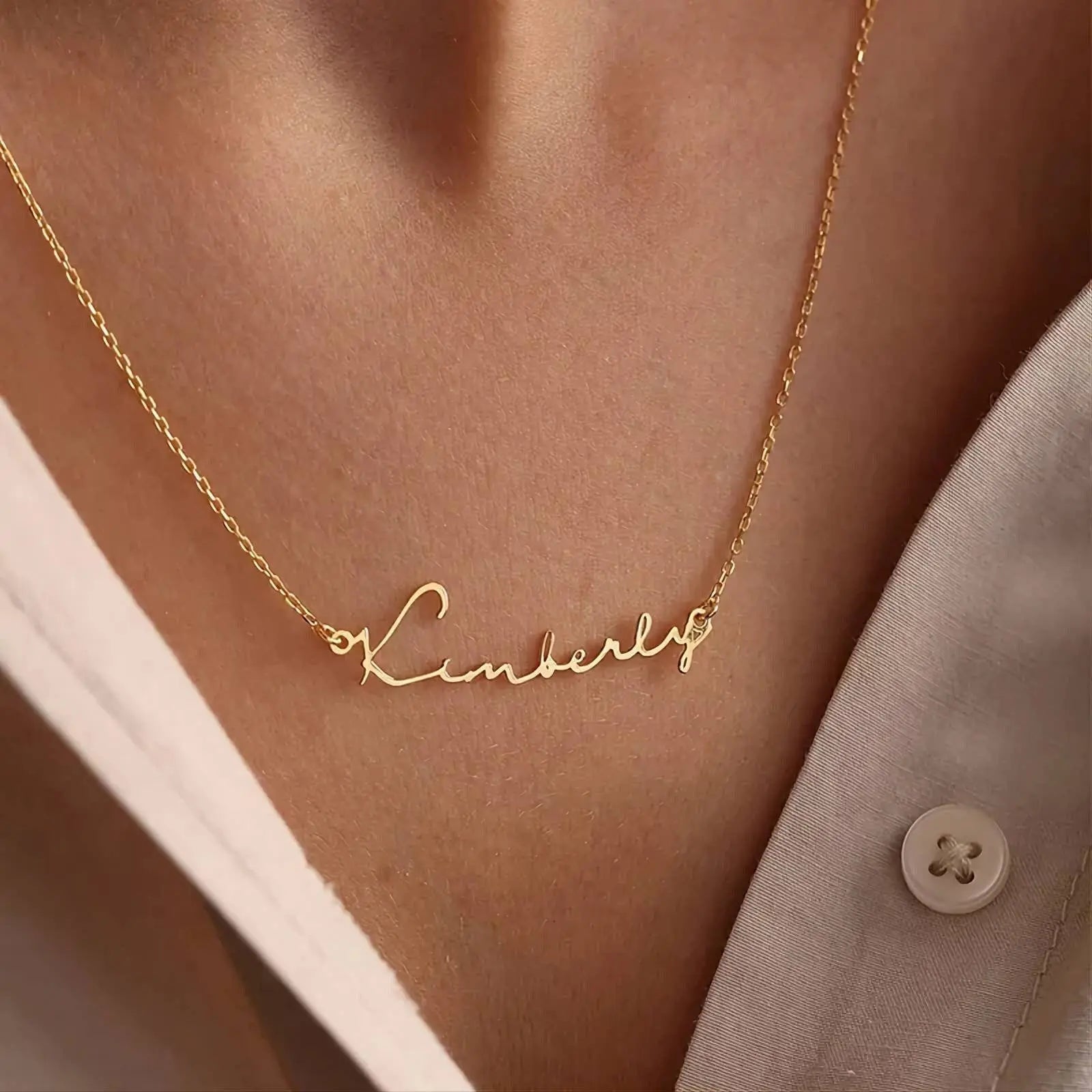 18K Gold Personalized Name Pendant Necklace for Women Stainless Steel Gold Plated Necklace JettsJewelers