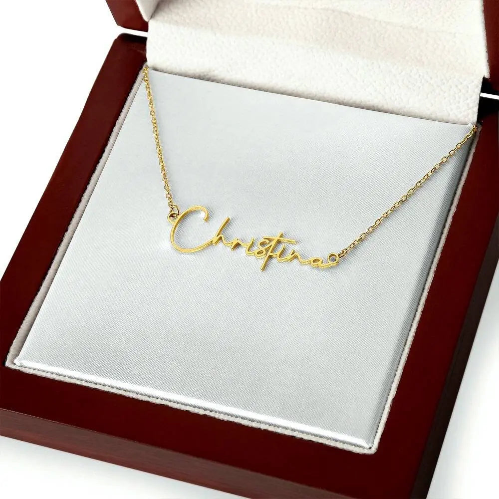 18K Gold Personalized Name Pendant Necklace for Women Stainless Steel Gold Plated Necklace Signature Style Name Necklace JettsJewelers
