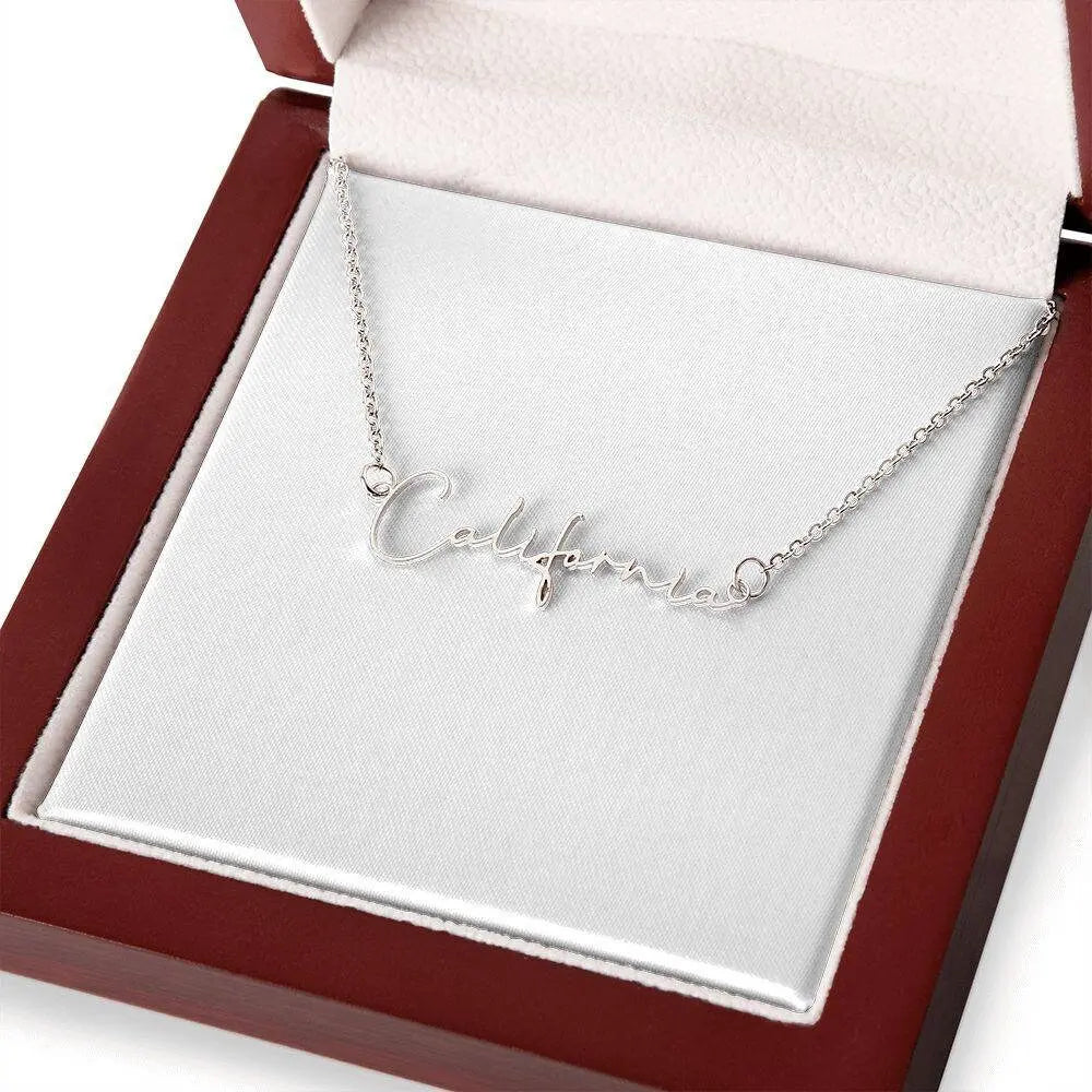 18K Gold Personalized Name Pendant Necklace for Women Stainless Steel Gold Plated Necklace Signature Style Name Necklace JettsJewelers