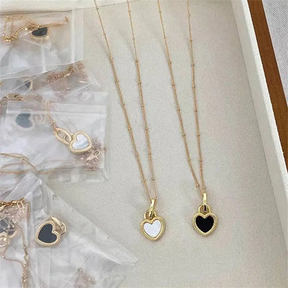 18K Gold Plated 2 Sided Shell Heart Pendant Necklace for Women JettsJewelers