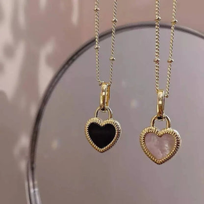 18K Gold Plated 2 Sided Shell Heart Pendant Necklace for Women JettsJewelers