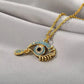 18K Gold Plated Evil Eye Pendant Necklace Clavicle for Women Stainless Steel Gold Plated JettsJewelers