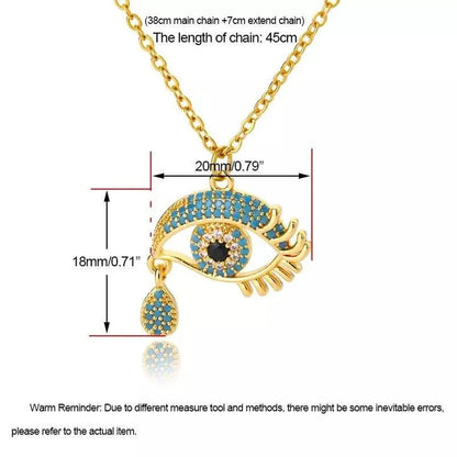 18K Gold Plated Evil Eye Pendant Necklace Clavicle for Women Stainless Steel Gold Plated JettsJewelers
