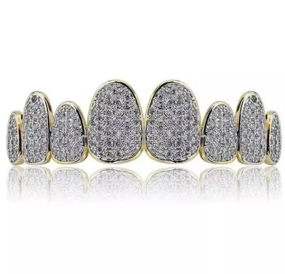 18K Gold Plated Iced Out Simulated 8 Top and Bottom Diamond Grills for Your Teeth JettsJewelers