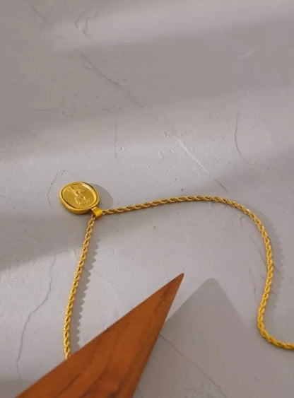 18K Gold Plated Oval Flower Pendant Rope Necklace for Women JettsJewelers