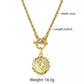 18K Gold Plated Round Queen Elizabeth Pendant Rope Necklace Queen Elizabeth II JettsJewelers