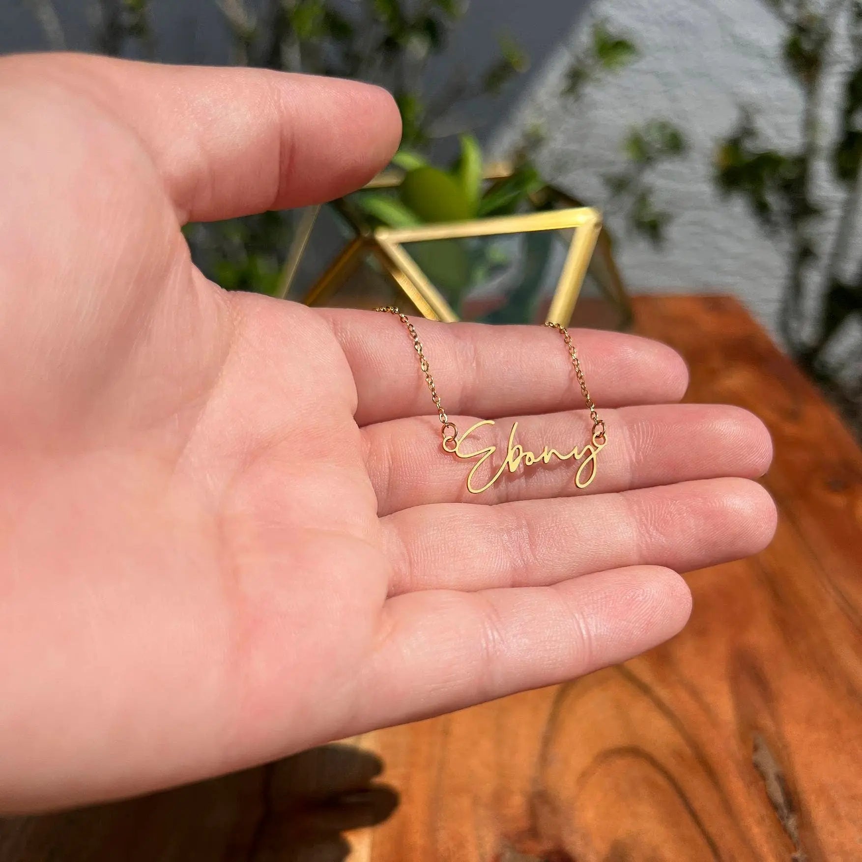 18K Yellow Gold Signature Style Name Necklace Pendant Necklace for Women Stainless Steel Gold Plated Necklace Custom Name Necklace JettsJewelers