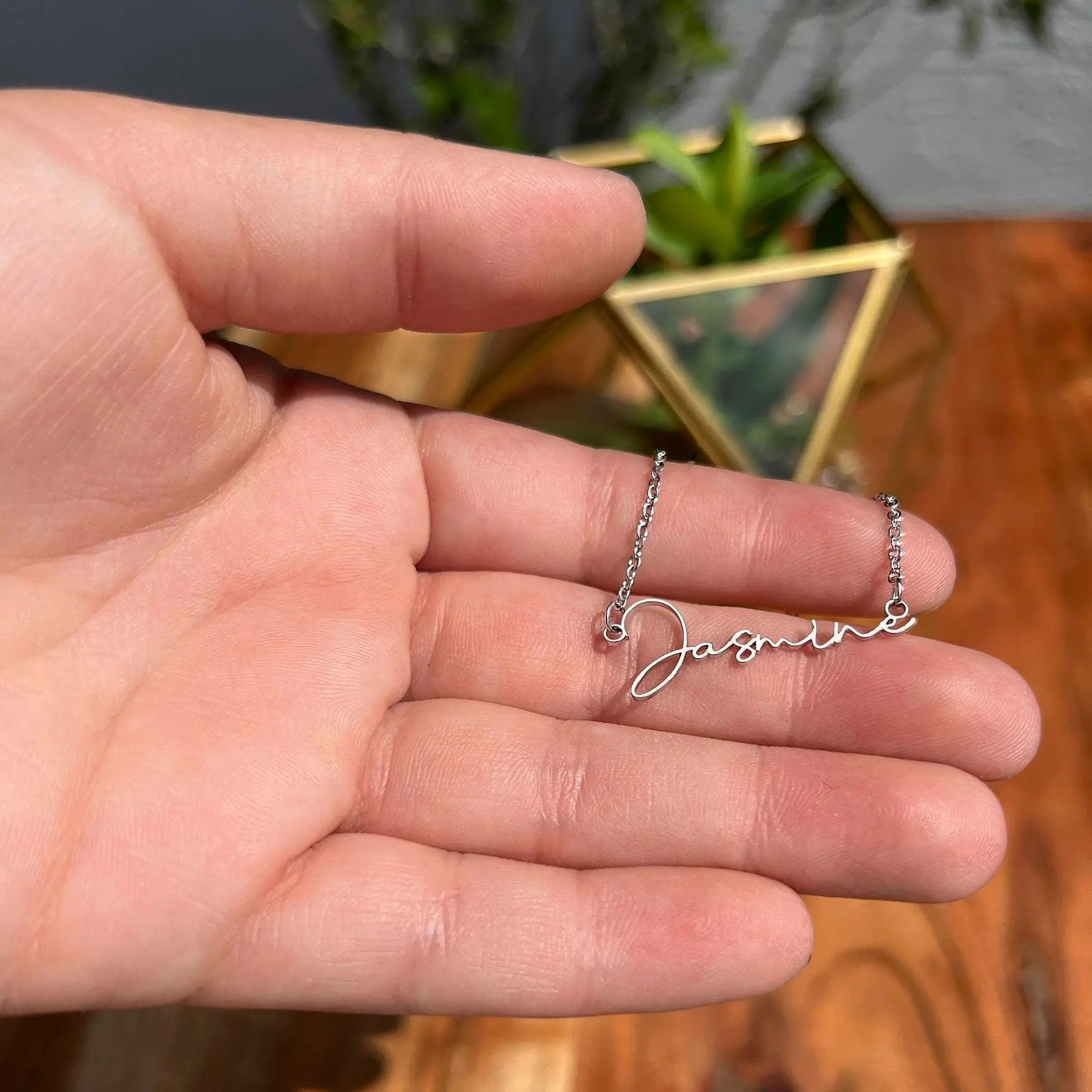 18K Yellow Gold Signature Style Name Necklace Pendant Necklace for Women Stainless Steel Gold Plated Necklace Custom Name Necklace JettsJewelers