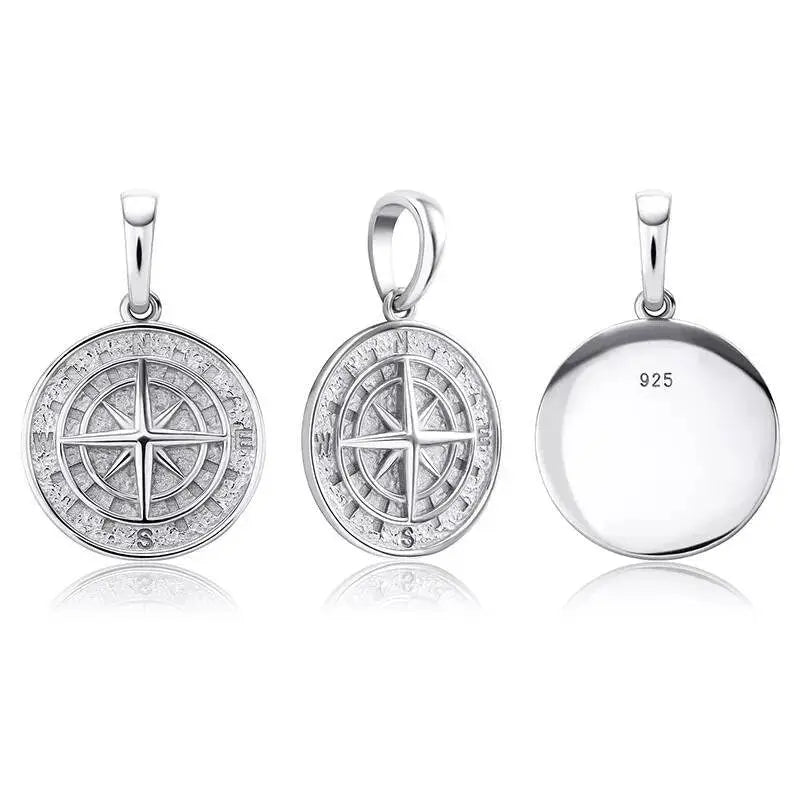 18k Gold Compass North Star Pendant Chain Mens Compass Necklace Gold Anchor Pendant Vintage Sterling Silver Necklace For Men Boyfriend Gift JettsJewelers