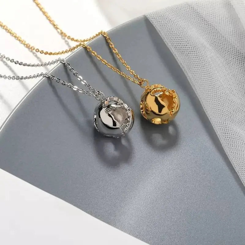 18k Gold Plated 3D Globe Pendant Necklace JettsJewelers