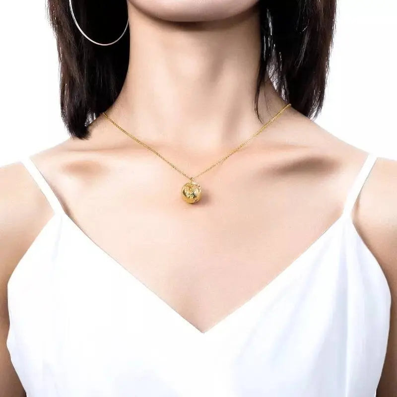 18k Gold Plated 3D Globe Pendant Necklace JettsJewelers