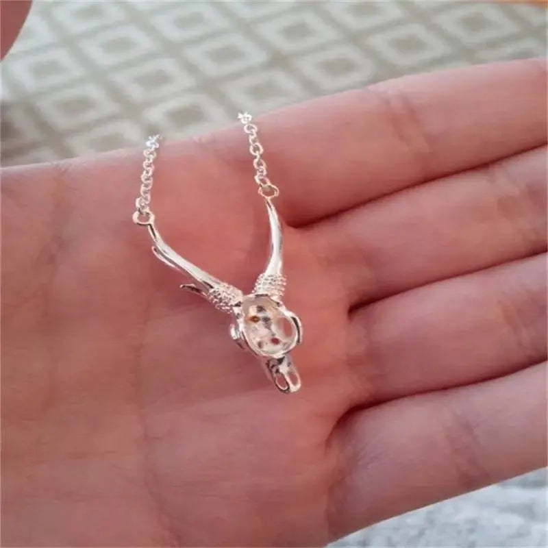 18k Gold Plated Antler Skull Necklace JettsJewelers