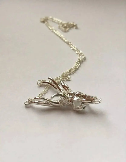 18k Gold Plated Antler Skull Necklace JettsJewelers