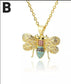 18k Gold Plated Bee Pendant Necklace Colorful Zircon Gems JettsJewelers