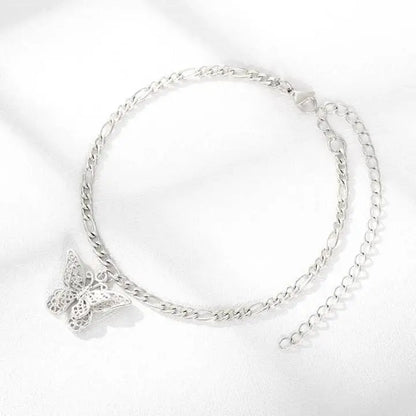 18k Gold Plated Butterfly Ankle Bracelets for Women Boho Beach Tennis Anklets Stainless Steel Layered Adjustable Chain Anklets Foot - JettsJewelers