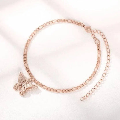 18k Gold Plated Butterfly Ankle Bracelets for Women Boho Beach Tennis Anklets Stainless Steel Layered Adjustable Chain Anklets Foot - JettsJewelers